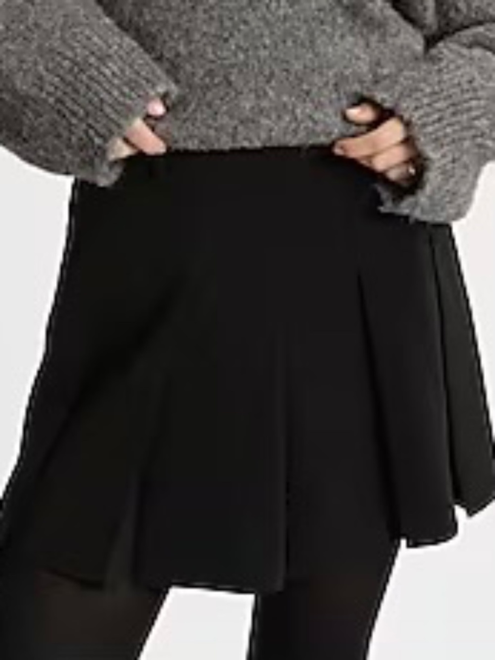Express High Waisted Pleated Tailored Mini Skirt Black Size 8 Stretch Preppy